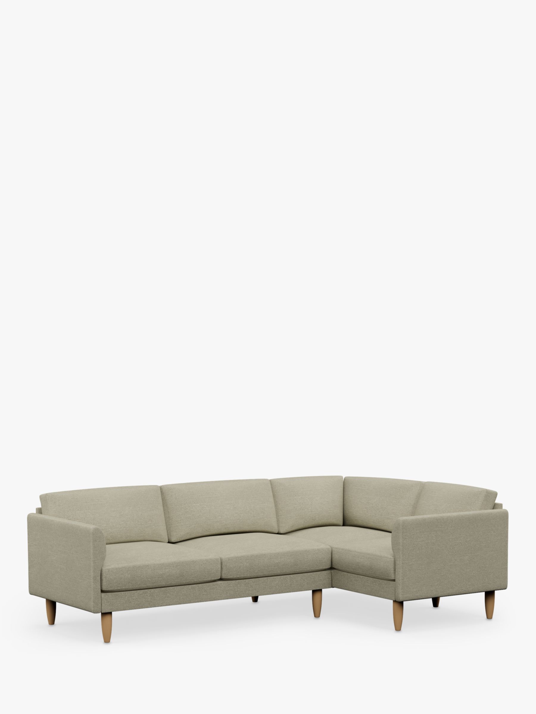 Rise Range, Hutch Rise Curve Arm 5 Seater Slim Corner Sofa, Light Leg, Textured Weave Oatmeal