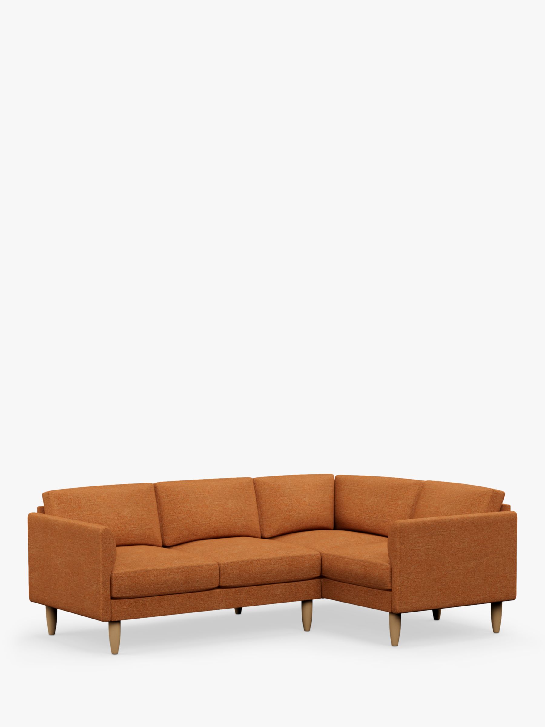 Rise Range, Hutch Rise Curve Arm 4 Seater Corner Sofa, Light Leg, Textured Weave Rust