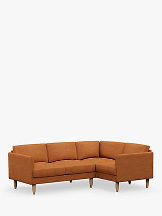 Rise Range, Hutch Rise Curve Arm 4 Seater Corner Sofa, Light Leg, Textured Weave Rust