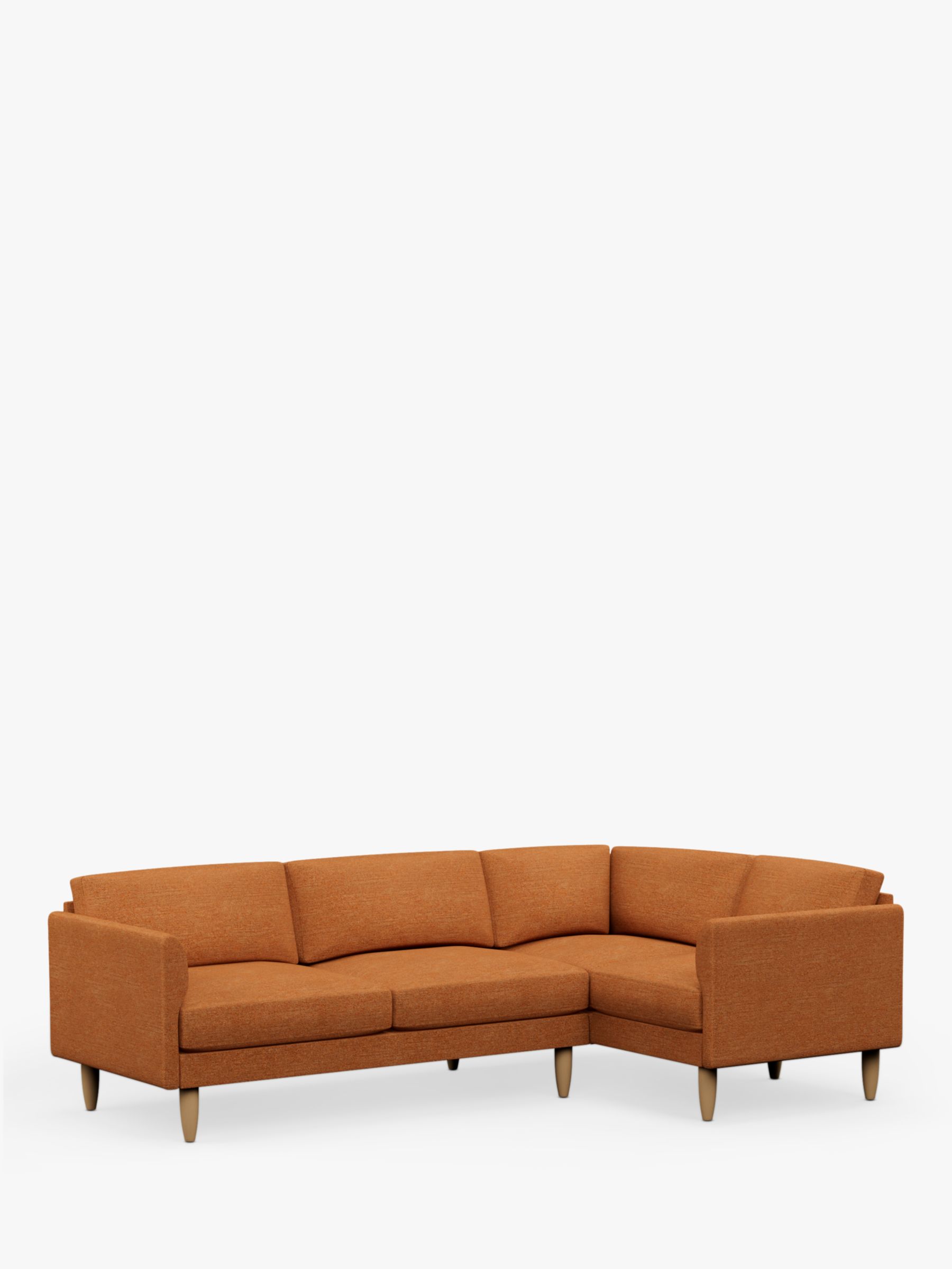 Rise Range, Hutch Rise Curve Arm 5 Seater Slim Corner Sofa, Light Leg, Textured Weave Rust
