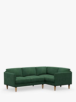 Hutch Rise Curve Arm 4 Seater Corner Sofa, Light Leg