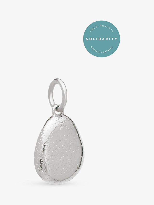 Recognised Textured Pebble Popon Charm, Silver