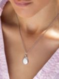 Recognised Textured Pebble Popon Pendant Necklace, Silver