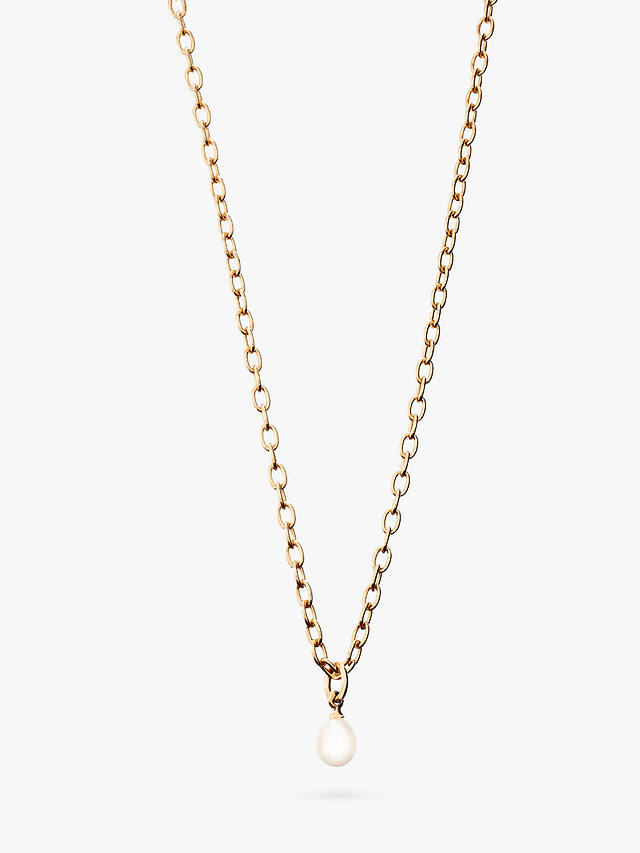 Recognised Freedom Pearl Popon Chunky Chain Pendant Necklace, Gold/White 