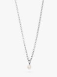 Recognised Freedom Pearl Popon Chunky Chain Pendant Necklace, Silver/White