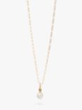 Recognised Freedom Pearl Paperlink Chain Pendant Necklace, Gold