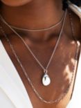 Recognised Pebble Popon Pendant Necklace, Silver
