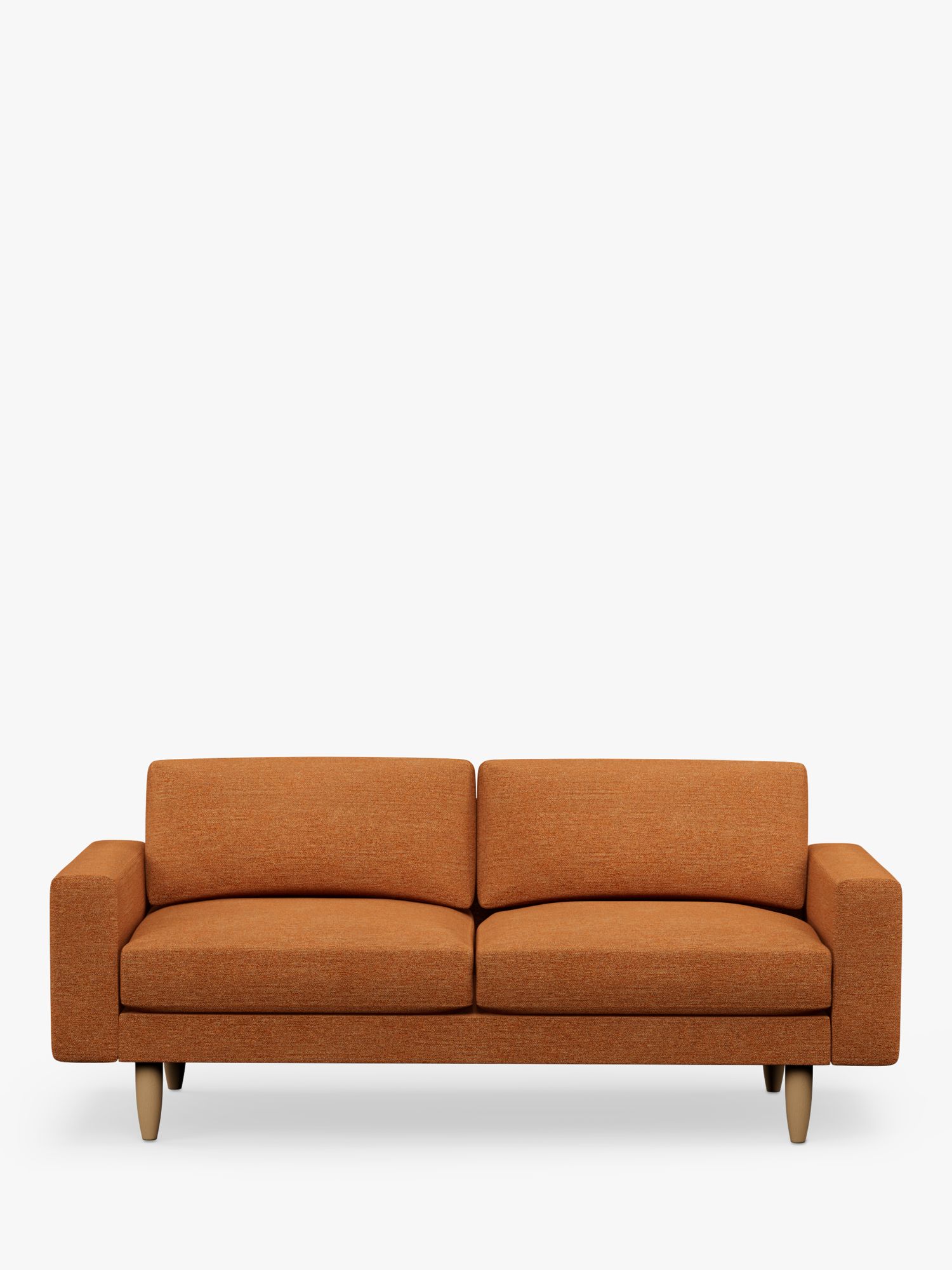 Rise Range, Hutch Rise Block Arm Large 3 Seater Sofa, Light Leg, Textured Weave Rust