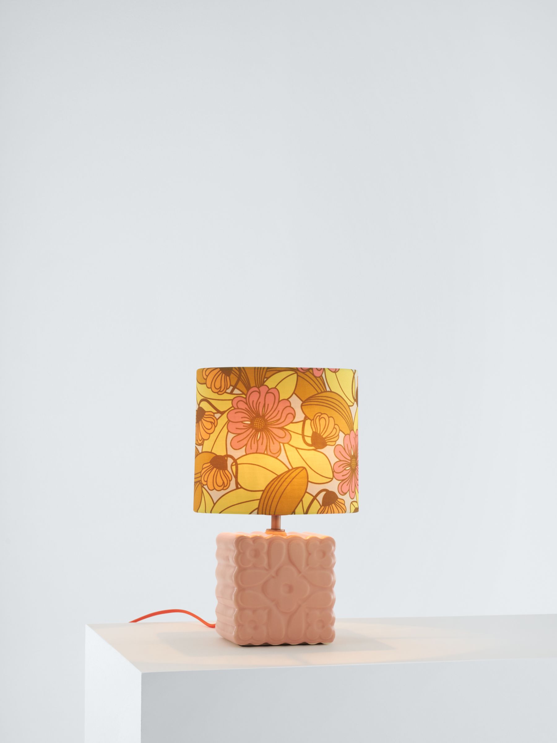 Orla Kiely Juniper Stem Ceramic Table Lamp, Light Pink