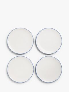 John Lewis ANYDAY Two Tone Stoneware Dinner Plates, Set of 4, 26cm, Cobalt Blue