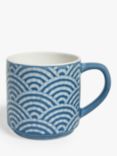 John Lewis Waves Stoneware Stacking Mug, 240ml, Lake Blue