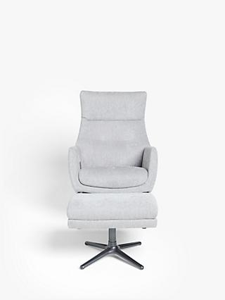 Ease Range, John Lewis Ease Recliner Armchair and Footstool, Soft Weave Grey
