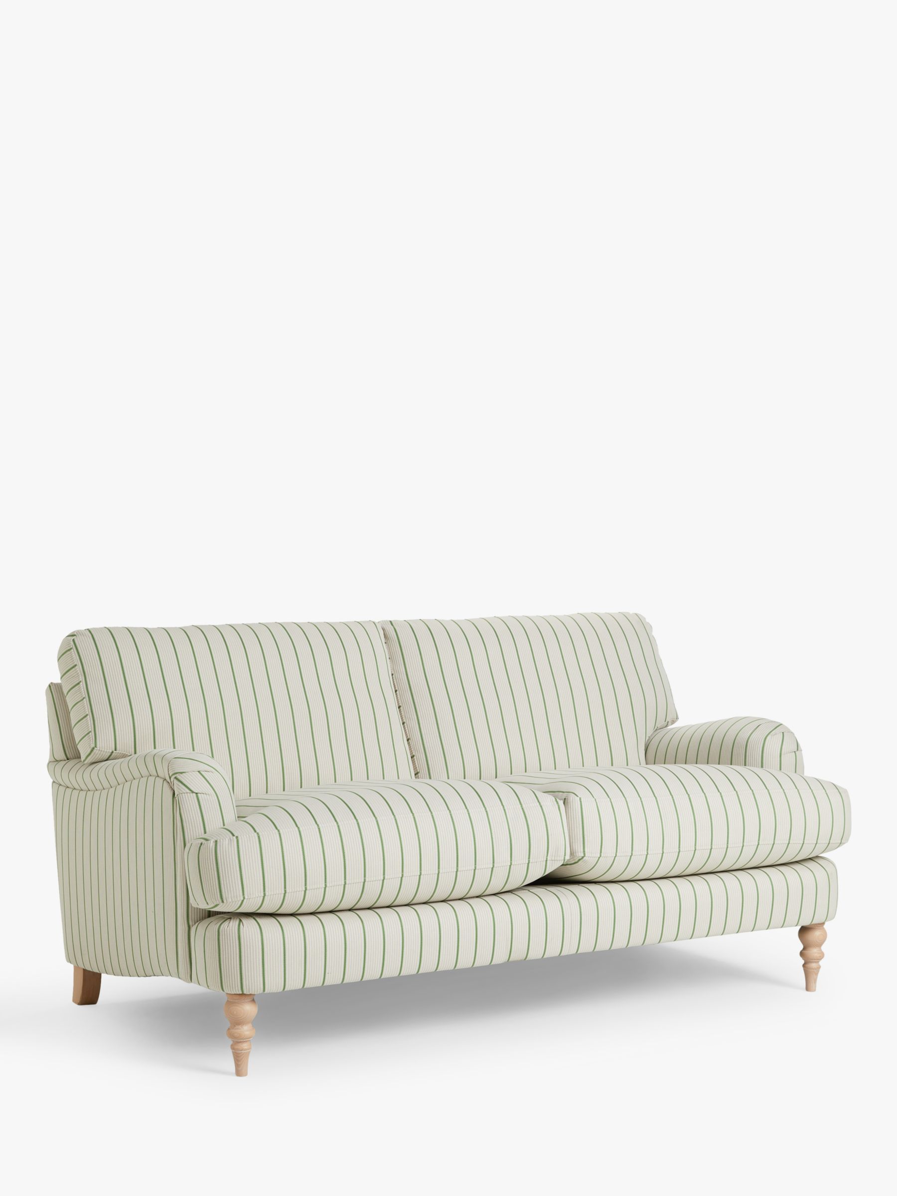 Otley Range, John Lewis Otley Medium 2 Seater Sofa, Light Leg, Easy Clean Ticking Stripe Green