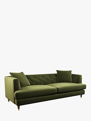 John Lewis Chester Grand 4 Seater Sofa, Dark Leg, Smooth Velvet Olive Green
