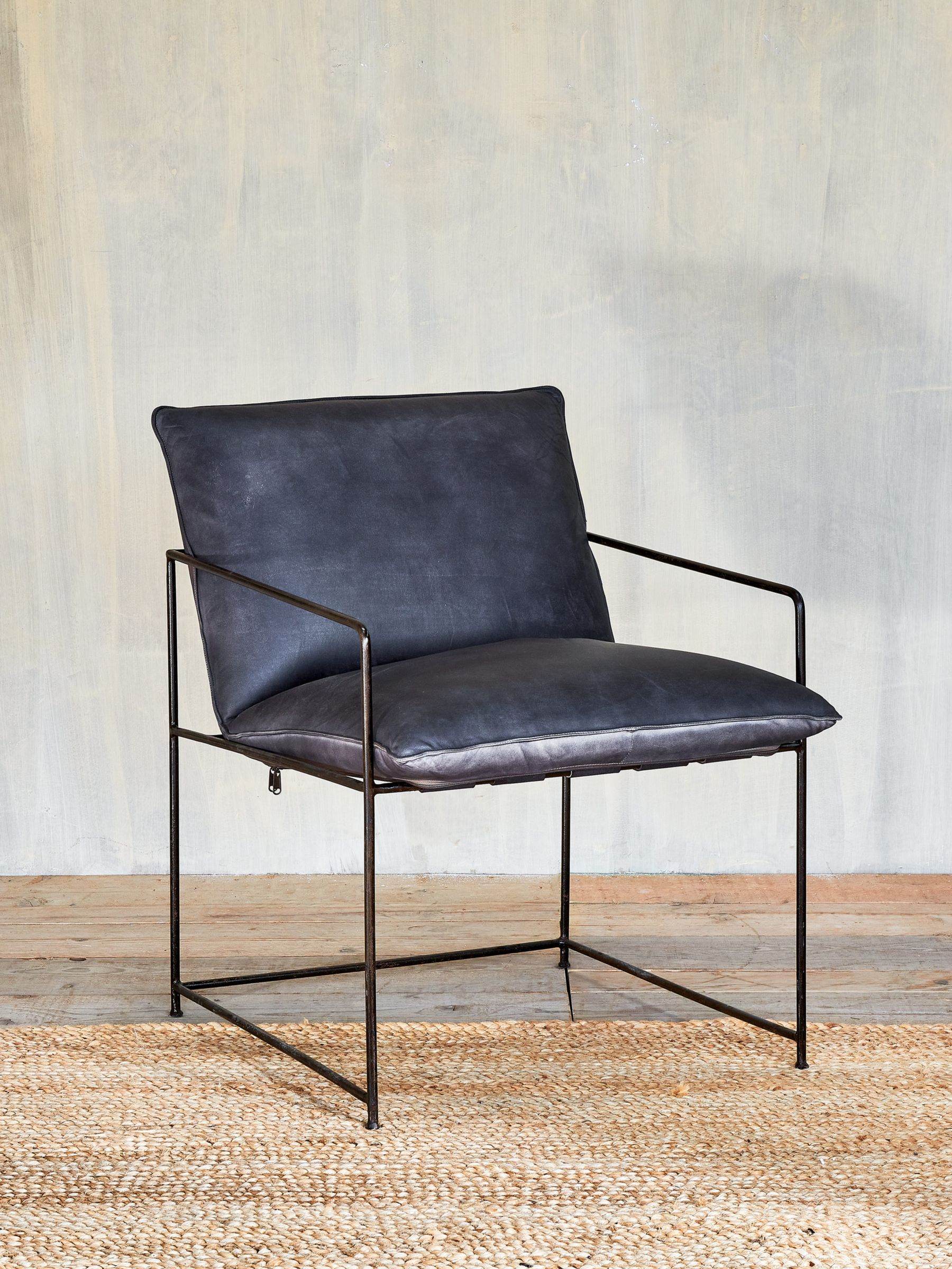 Darium Range, Nkuku Durium Leather Lounger, Aged Black