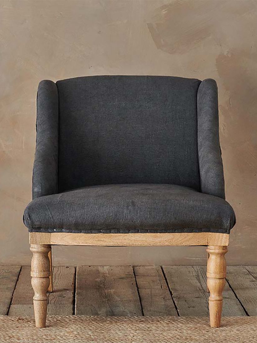 Elbu Range, Nkuku Elbu Linen Armchair, Charcoal