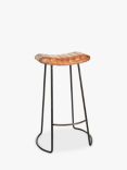 Nkuku Narwana Ribbed Leather Stool, 75cm, Aged Tan