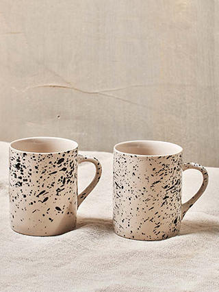Nkuku Ama Splatter Mug, Set of 2, 350ml, White