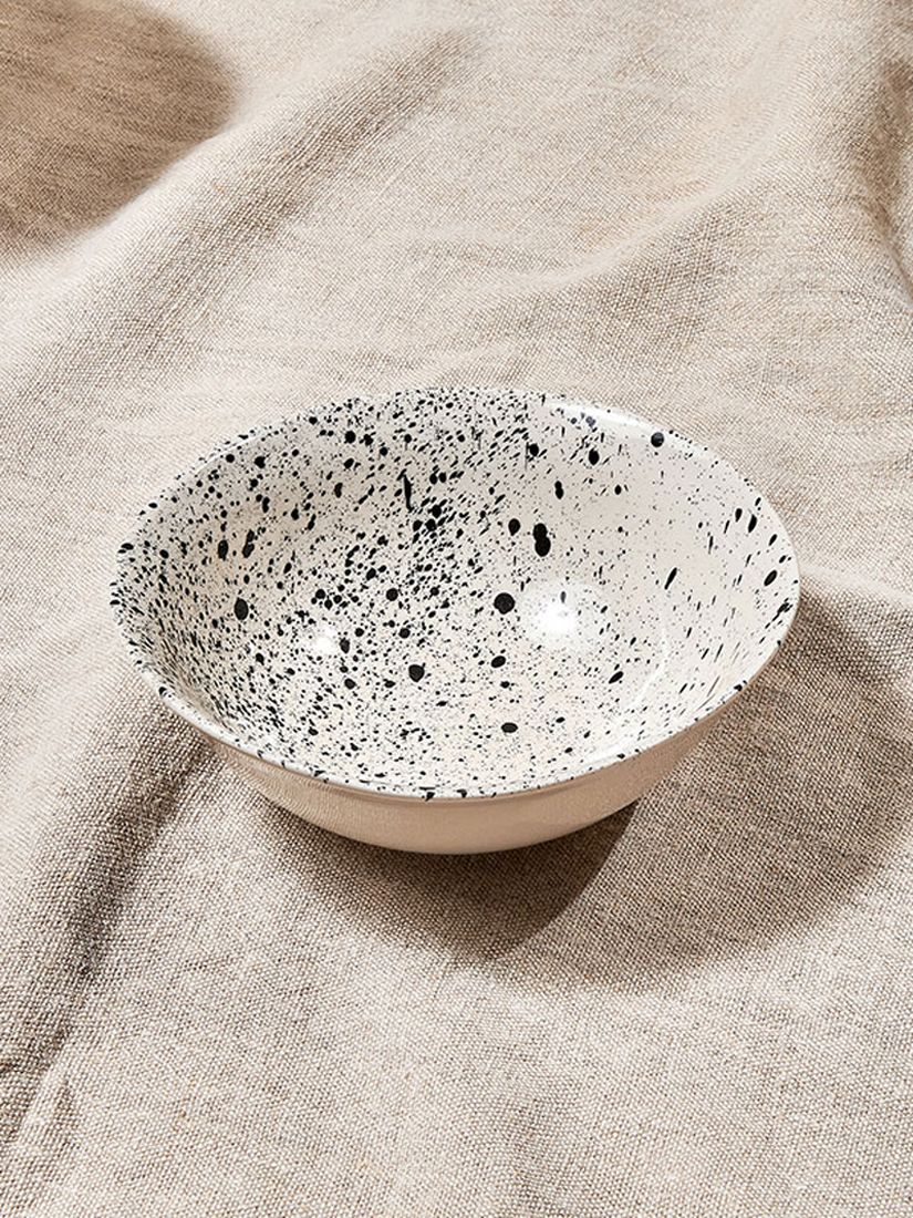 Nkuku Ama Splatter Cereal Bowl, 17cm, White