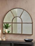 Nkuku Overmantle Arch Window Wall Mirror, 80 x 100cm, Brass