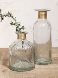 Nkuku Chara Hammered Glass Bottle Vase, H15cm, Clear