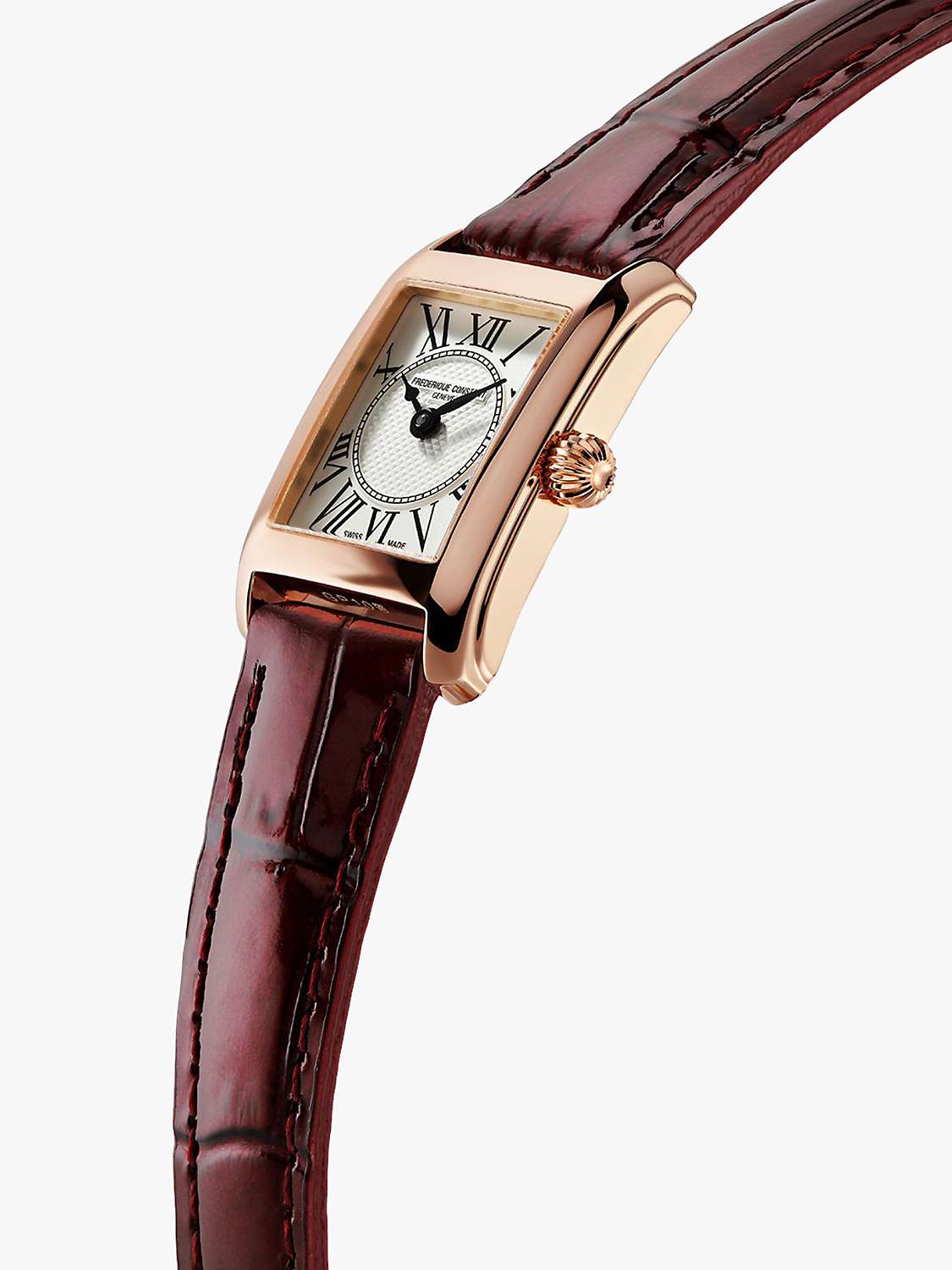 Buy Frederique Constant FC-200MC14 Women's Carrée Leather Strap Watch, Red/White Online at johnlewis.com