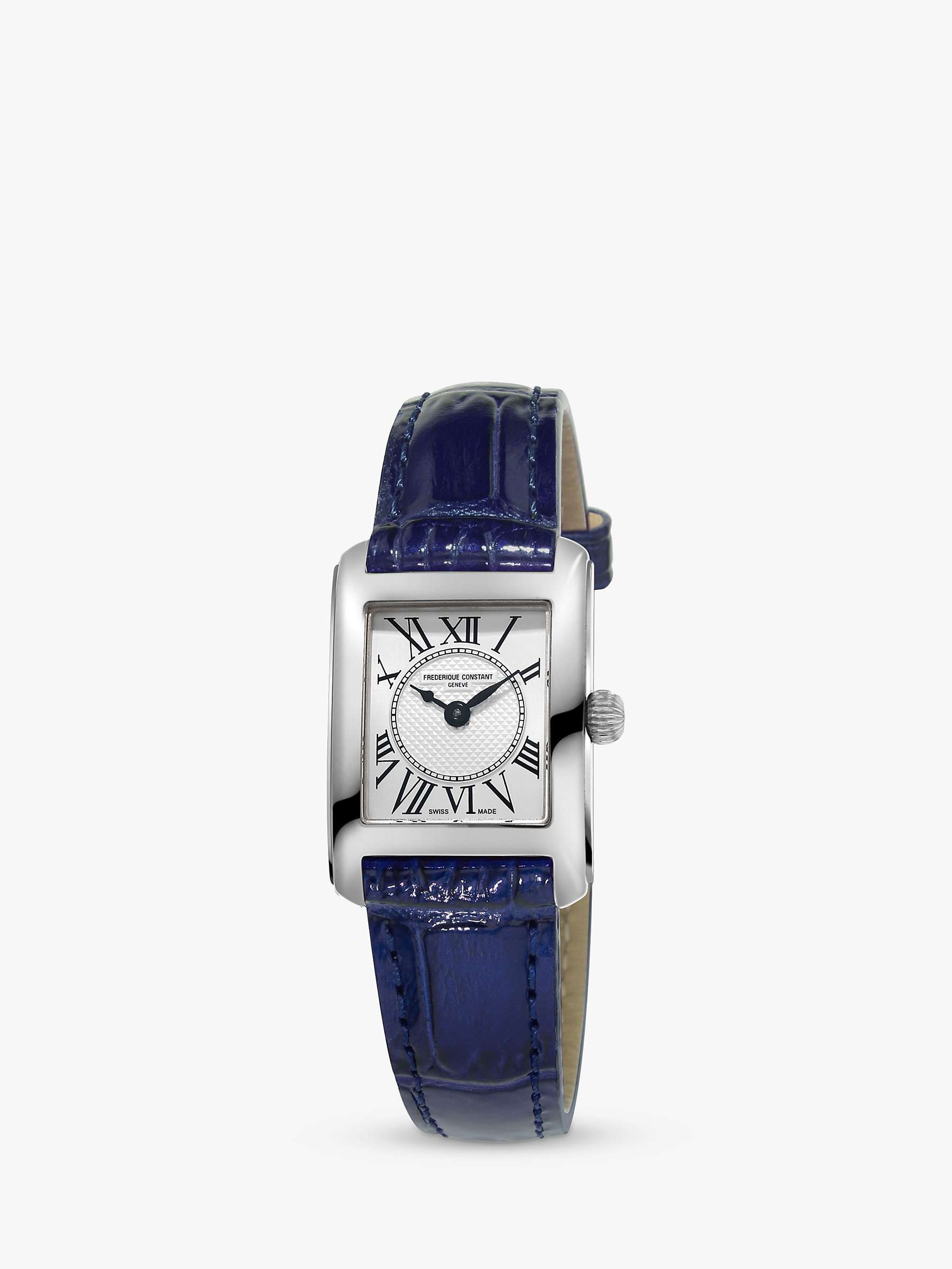 Buy Frederique Constant FC-200MC16 Women's Carrée Leather Strap Watch, Blue/White Online at johnlewis.com