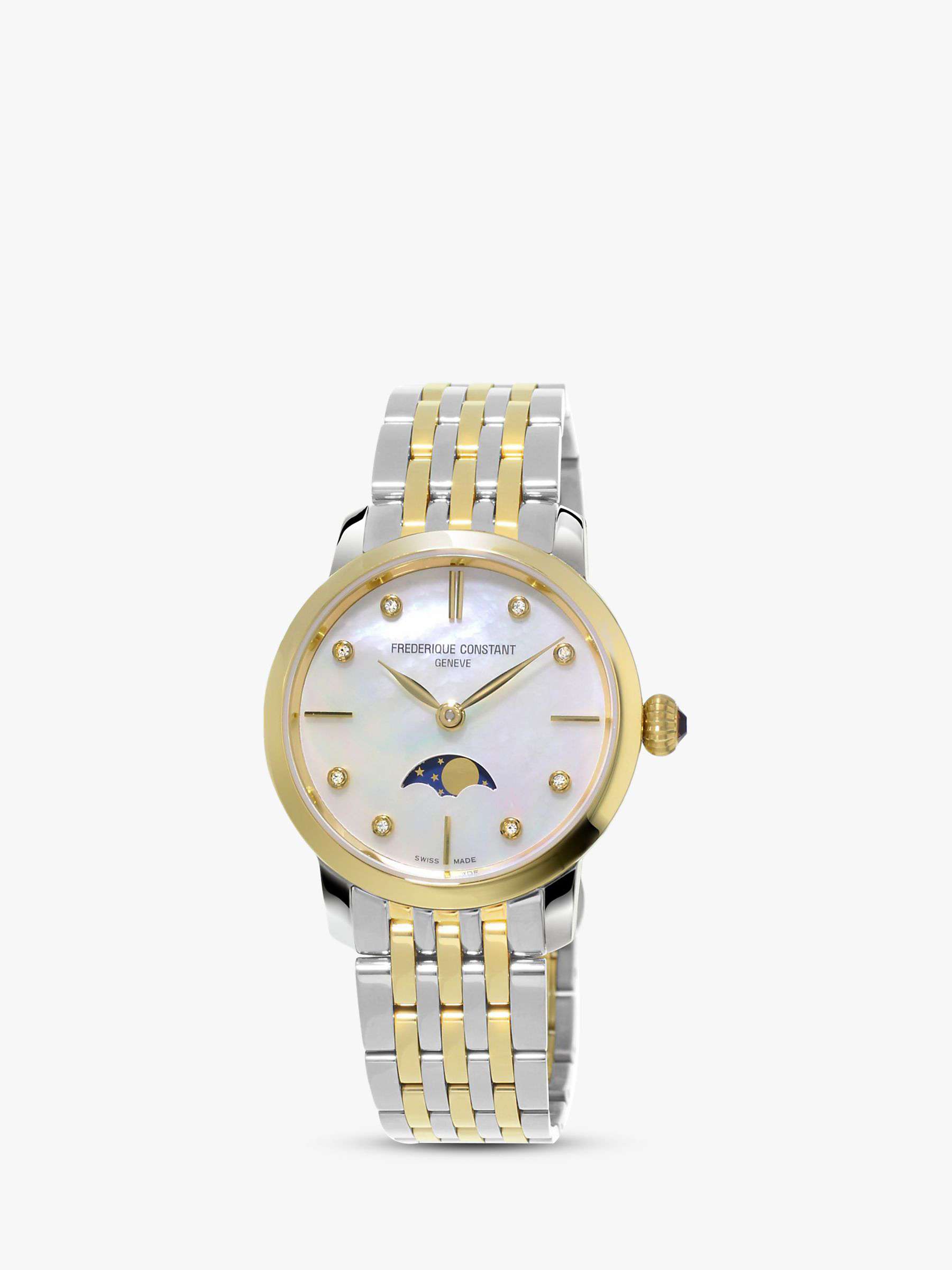 Buy Frederique Constant FC-206MPWD1S3B Women's Moonphase Diamond Two Tone Bracelet Strap Watch, Silver/Gold Online at johnlewis.com