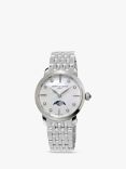 Frederique Constant FC-206MPWD1S6B Women's Moonphase Diamond Bracelet Strap Watch, Silver/Mother Of Pearl