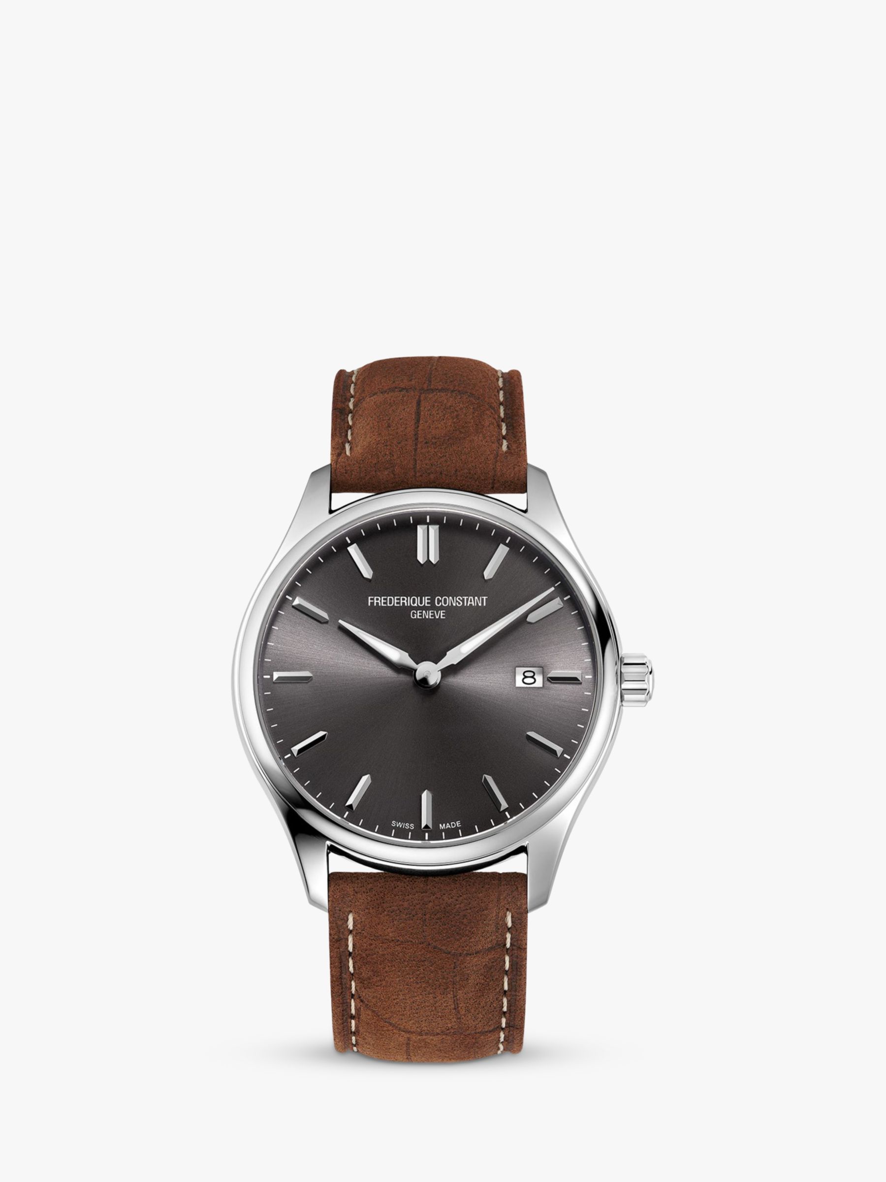 Buy Frederique Constant FC-220DGS5B6 Men's Classic Leather Strap Watch, Brown/Black Online at johnlewis.com