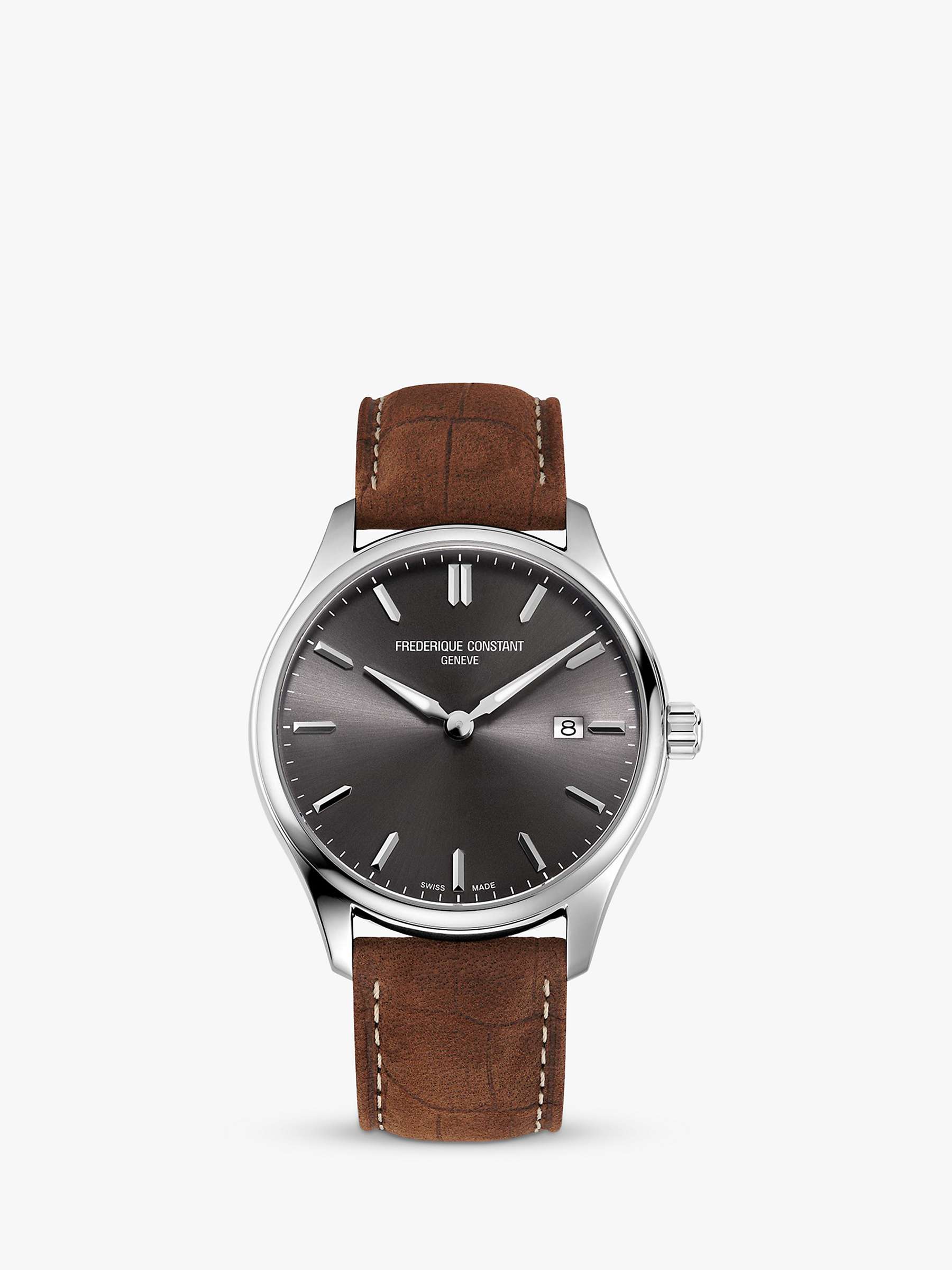 Buy Frederique Constant FC-220DGS5B6 Men's Classic Leather Strap Watch, Brown/Black Online at johnlewis.com