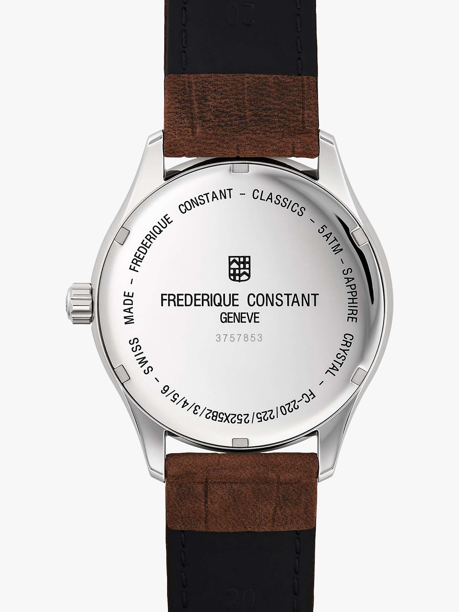 Buy Frederique Constant FC-220SS5B6 Men's Classics Date Leather Strap Watch, Brown/Silver Online at johnlewis.com