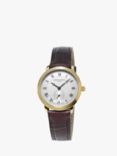 Frederique Constant FC-235M1S5 Women's Slimline Leather Strap Watch, Brown/White