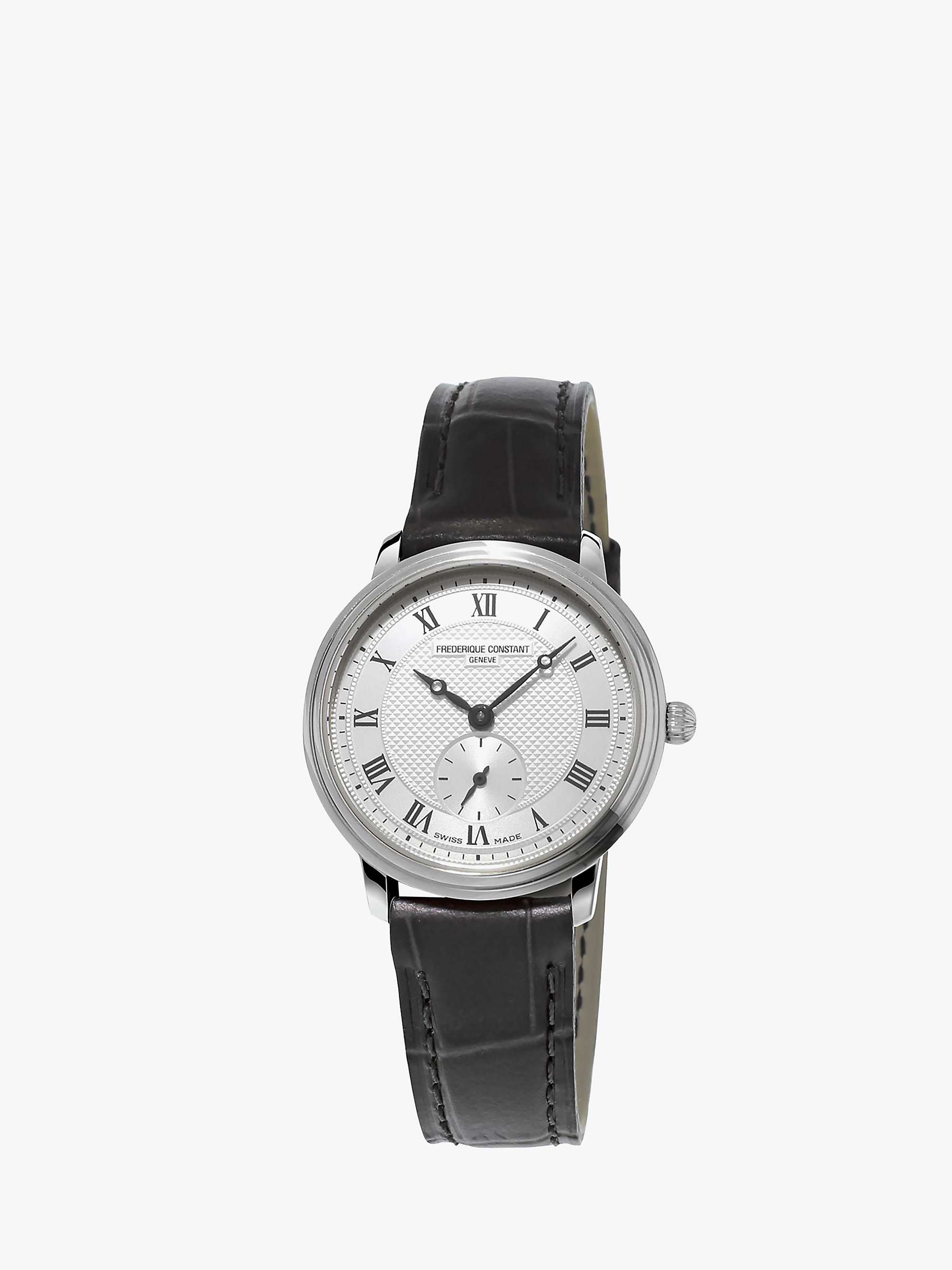 Buy Frederique Constant FC-235M1S6 Women's Slimline Leather Strap Watch, Brown/White Online at johnlewis.com
