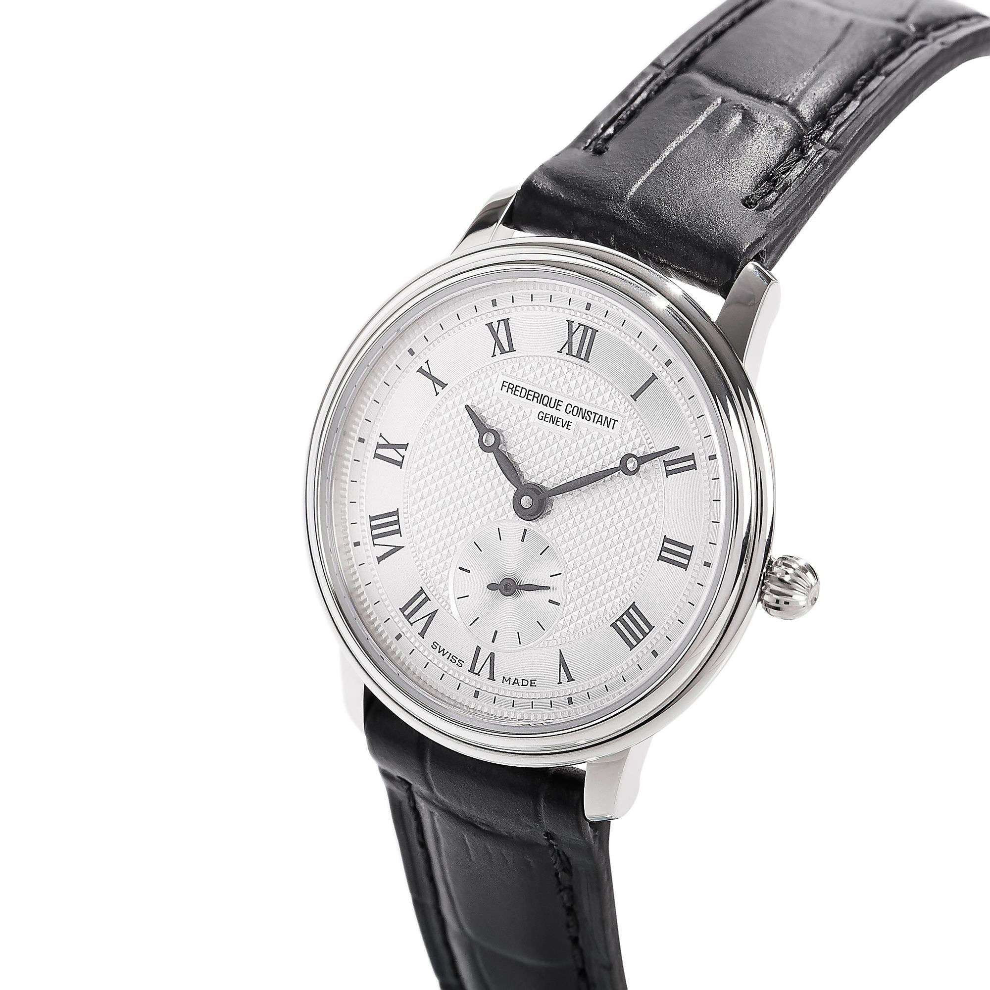 Buy Frederique Constant FC-235M1S6 Women's Slimline Leather Strap Watch, Brown/White Online at johnlewis.com