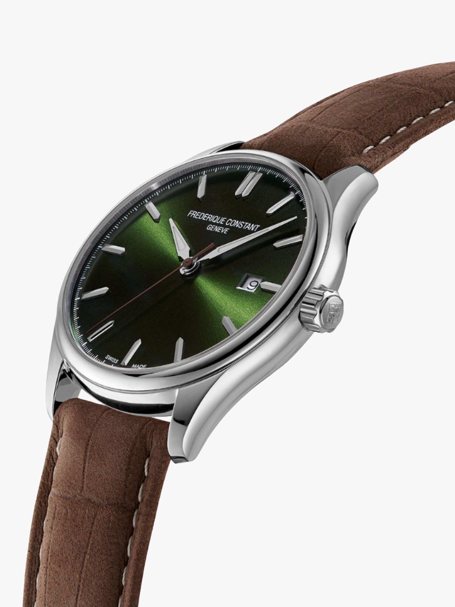 Buy Frederique Constant FC-240GRS5B6 Men's Date Leather Strap Watch, Brown/Green Online at johnlewis.com