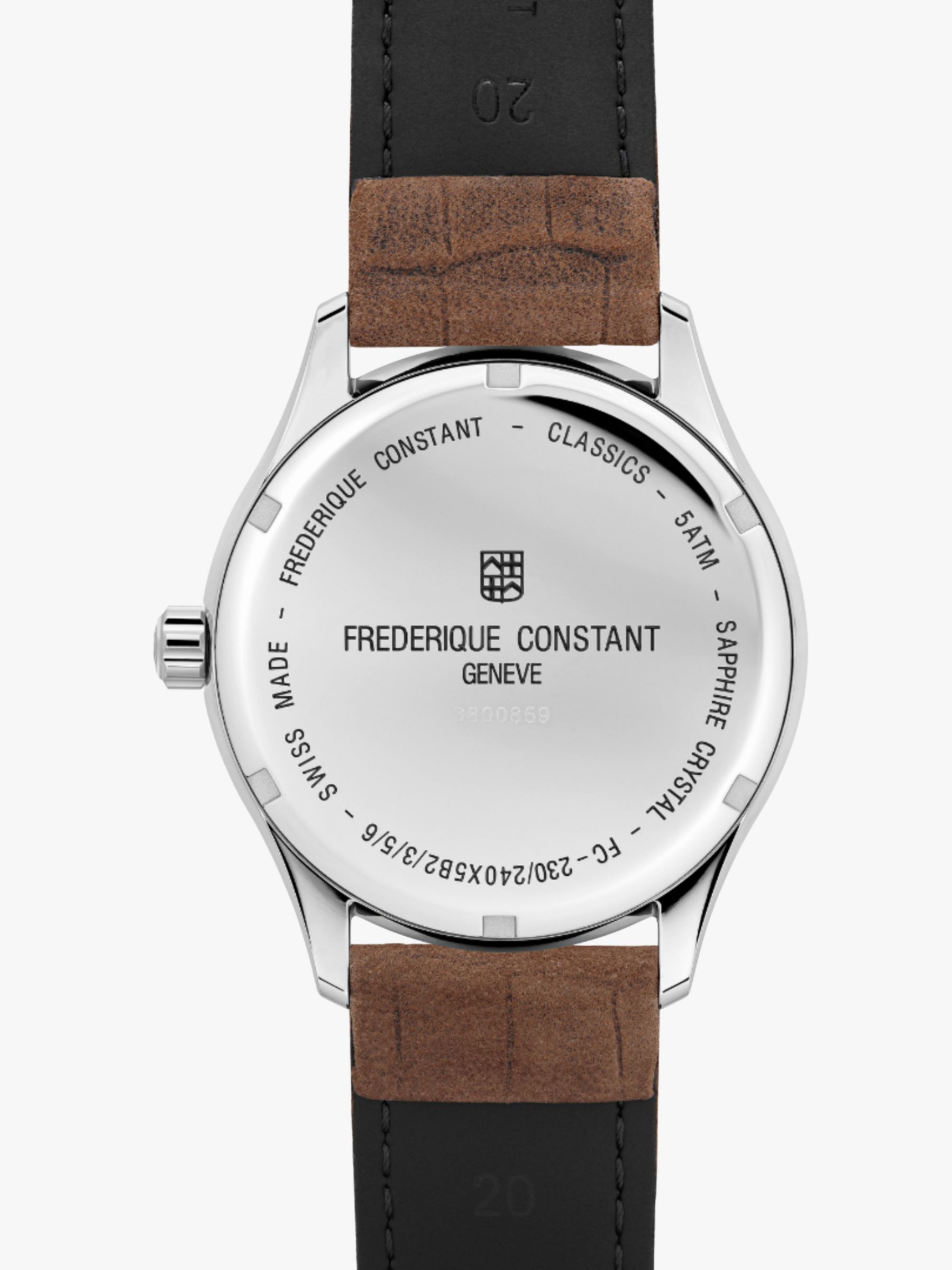 Frederique Constant FC-240GRS5B6 Men's Date Leather Strap Watch, Brown/Green