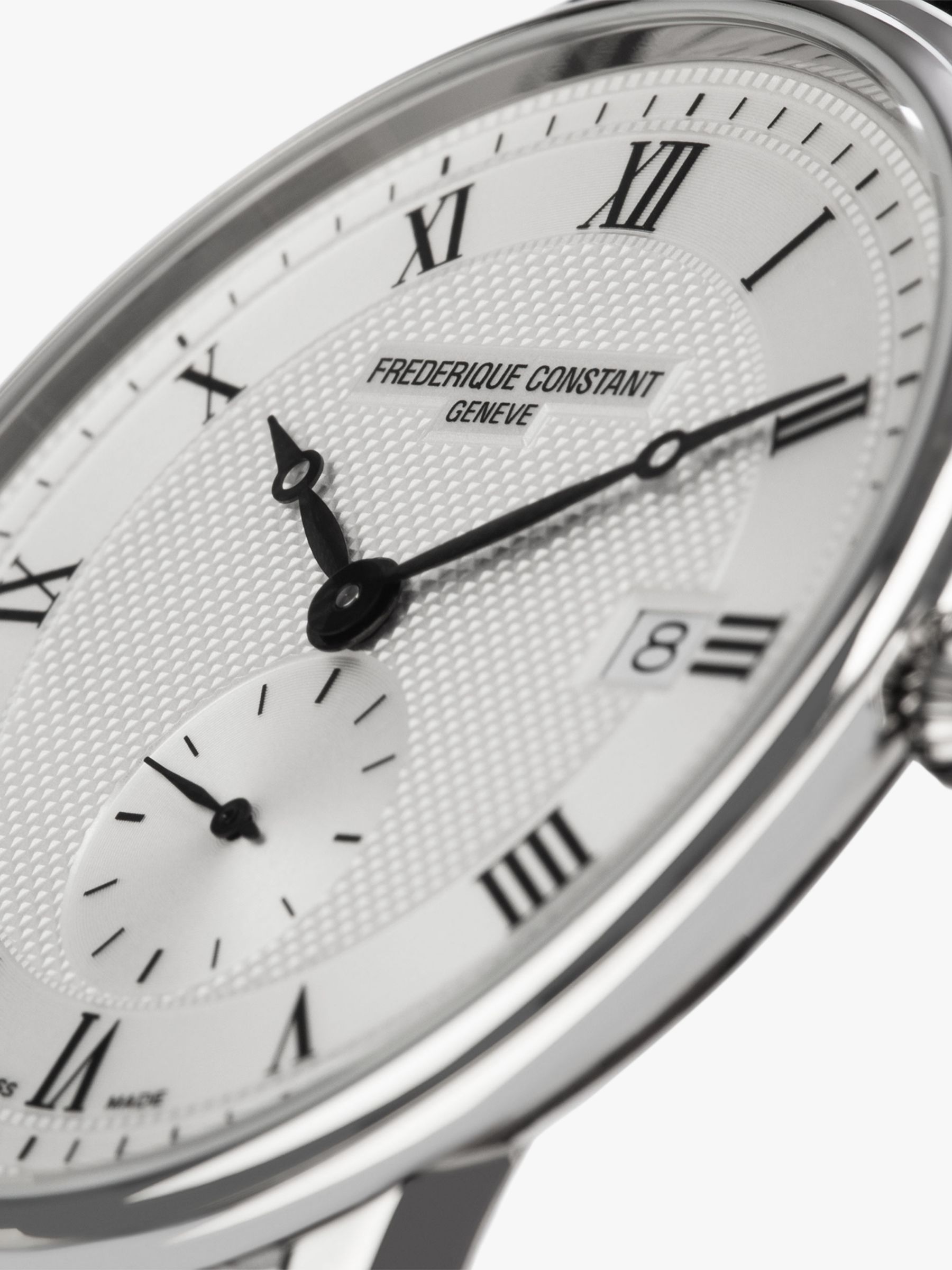 Buy Frederique Constant FC-245M5S6 Men's Slimline Date Leather Strap Watch, Black/White Online at johnlewis.com