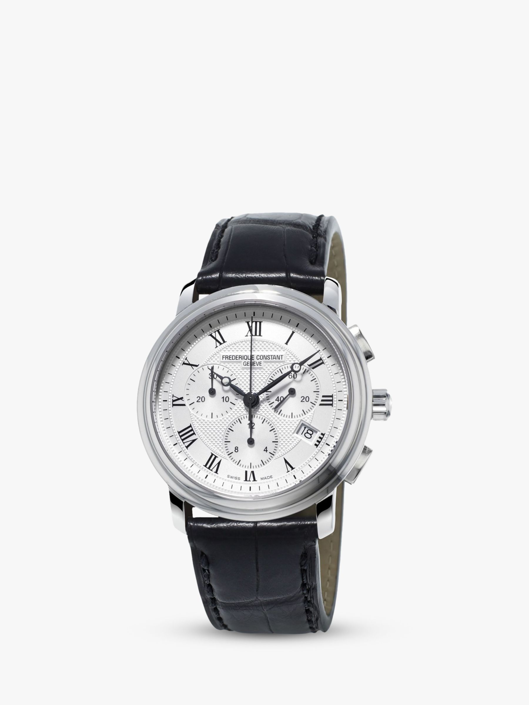 Buy Frederique Constant FC-292MC4P6 Men's Classics Chronograph Date Leather Strap Watch, Black/Silver Online at johnlewis.com
