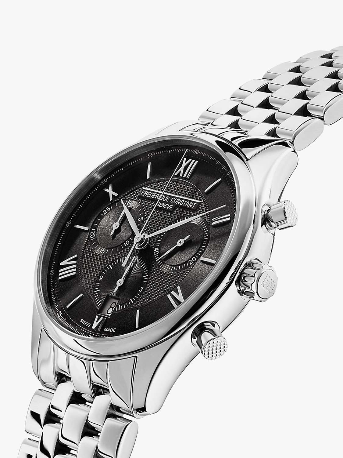 Buy Frederique Constant FC-292MG5B6B Men's Chronograph Date Bracelet Strap Watch, Silver/Black Online at johnlewis.com