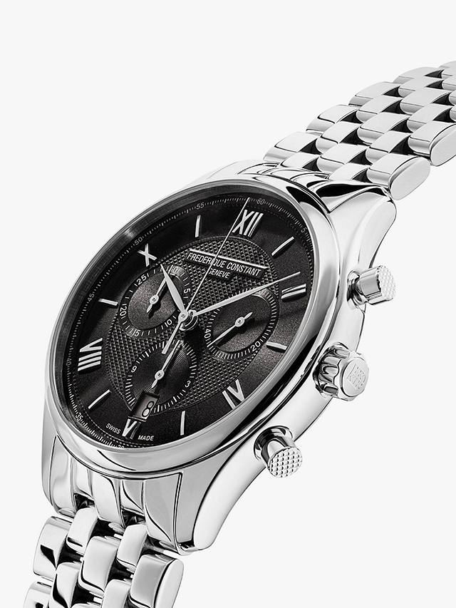 Frederique Constant FC-292MG5B6B Men's Chronograph Date Bracelet Strap Watch, Silver/Black