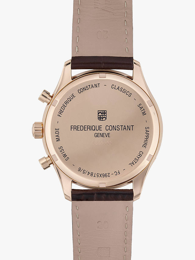 Frederique Constant FC-296SW5B4 Men's Classic Chronograph Leather Strap Watch, Brown/White