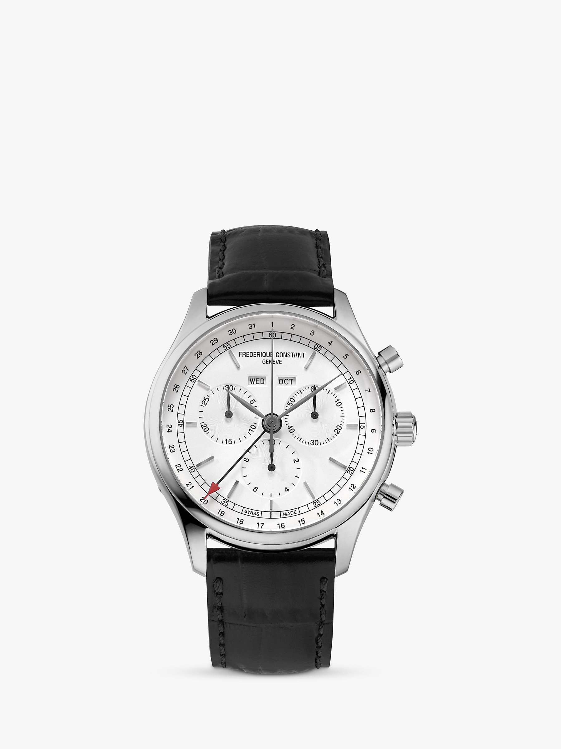 Buy Frederique Constant FC-296SW5B6 Men's Classic Chronograph Leather Strap Watch, Black/White Online at johnlewis.com