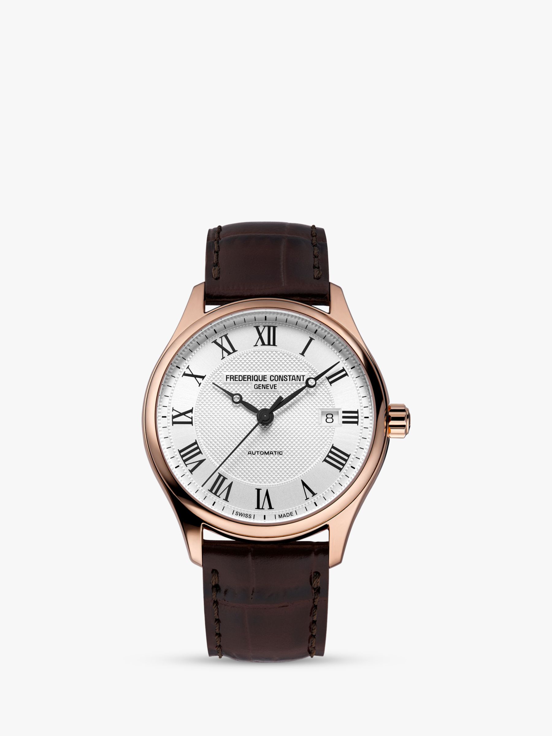 Buy Frederique Constant FC-303MC5B4 Men's Classic Index Automatic Leather Strap Watch, Brown/White Online at johnlewis.com