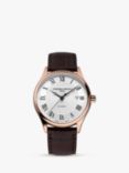 Frederique Constant FC-303MC5B4 Men's Classic Index Automatic Leather Strap Watch, Brown/White