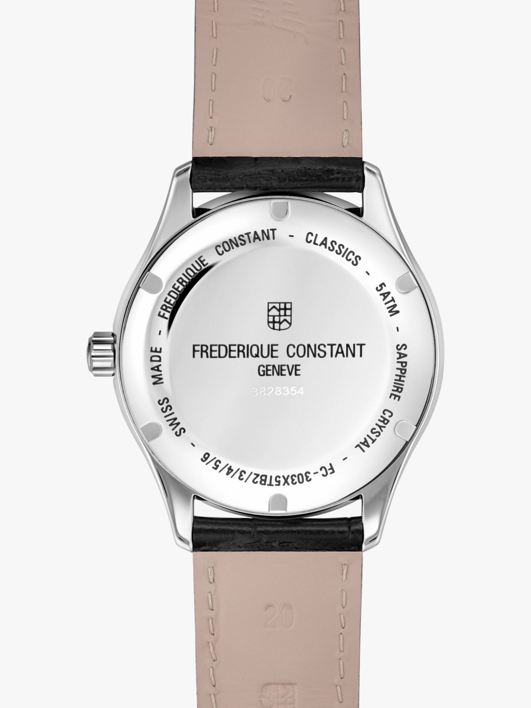 Buy Frederique Constant FC-303MC5B6 Men's Classic Index Automatic Leather Strap Watch, Black/White Online at johnlewis.com