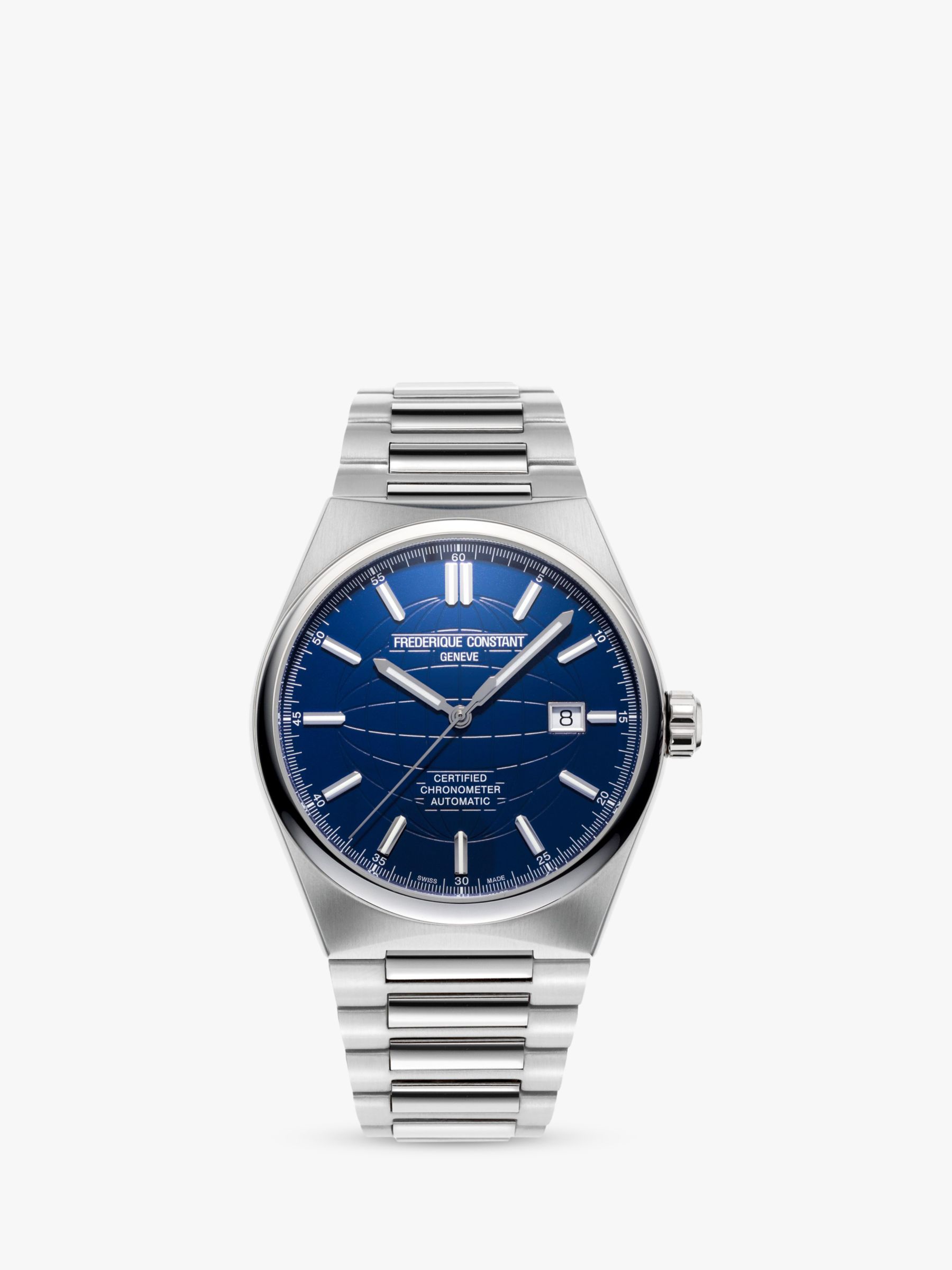 Buy Frederique Constant FC-303N4NH6B Men's Highlife Date Bracelet Strap Watch, Silver/Blue Online at johnlewis.com