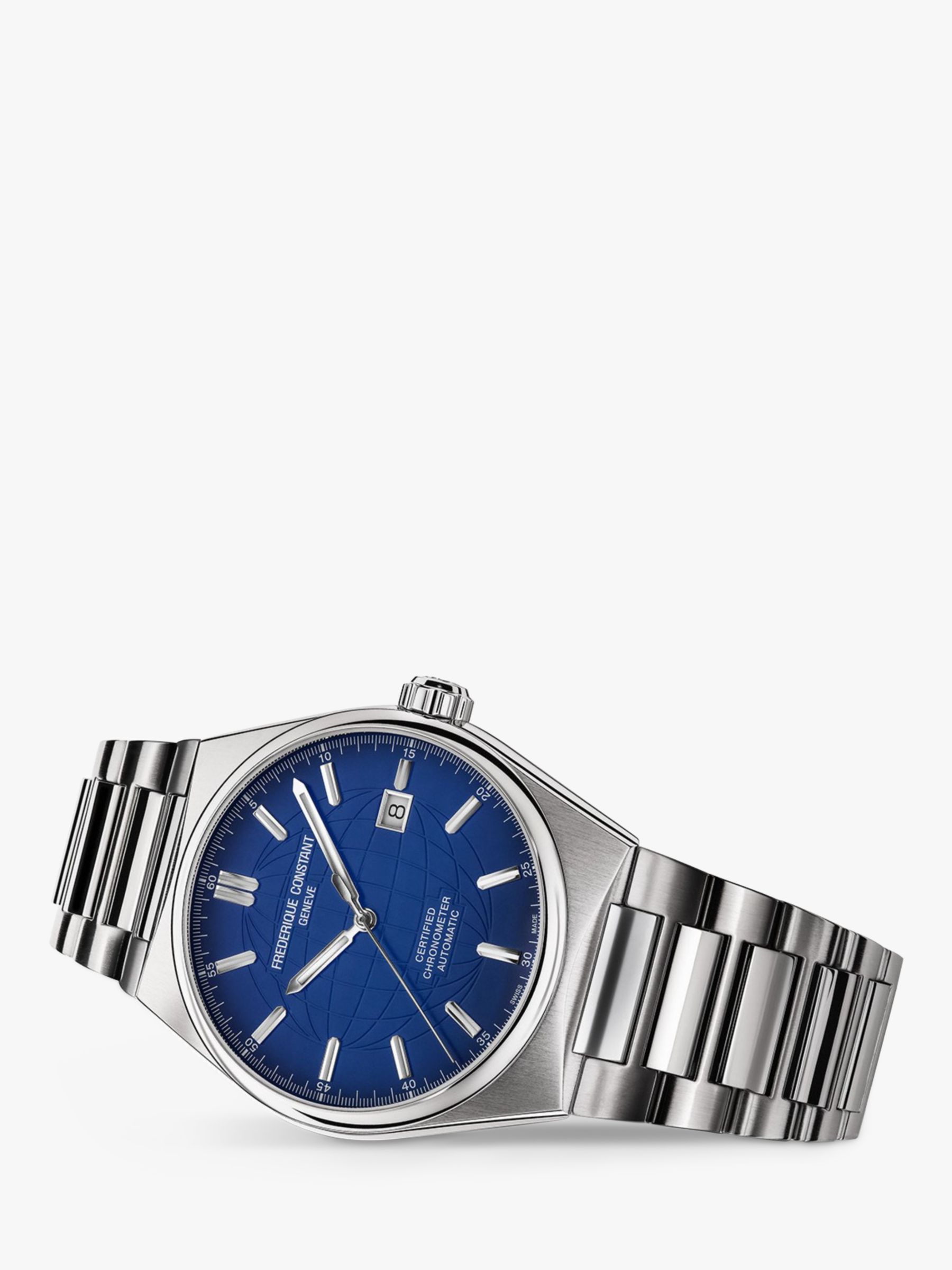 Frederique Constant FC-303N4NH6B Men's Highlife Date Bracelet Strap Watch, Silver/Blue