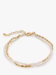 Monica Vinader Mini Nugget Gemstone Beaded Bracelet, Pearl/Gold