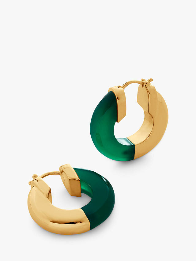 Monica Vinader & Kate Young Chunky Hoop Earrings, Gold, Gold/Green Onyx